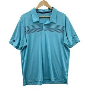 Adidas Climacool Golf Polo Shirt Men Large Baby Blue Stripe Polyester L&W Supply